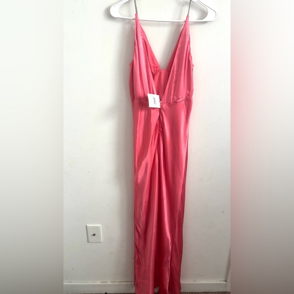 Capri Diamonte Slip Maxi Dress Melon Pink Large FairyCore Coquette Prom Babydoll - Picture 4 of 11